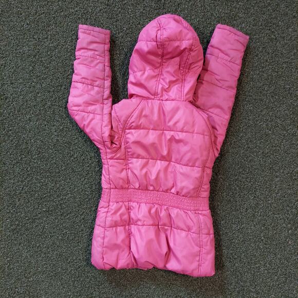 Simply Styled Puffer Coat Girls Large Pink Full Zipper Long Sleeve Hood - Picture 2 of 8